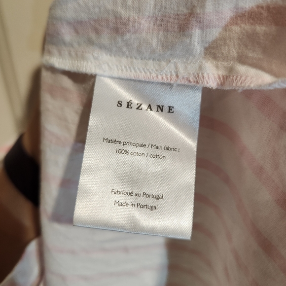 Sézane Pink Ruffle Stripe Sleeveless Button Top - Picture 8 of 11